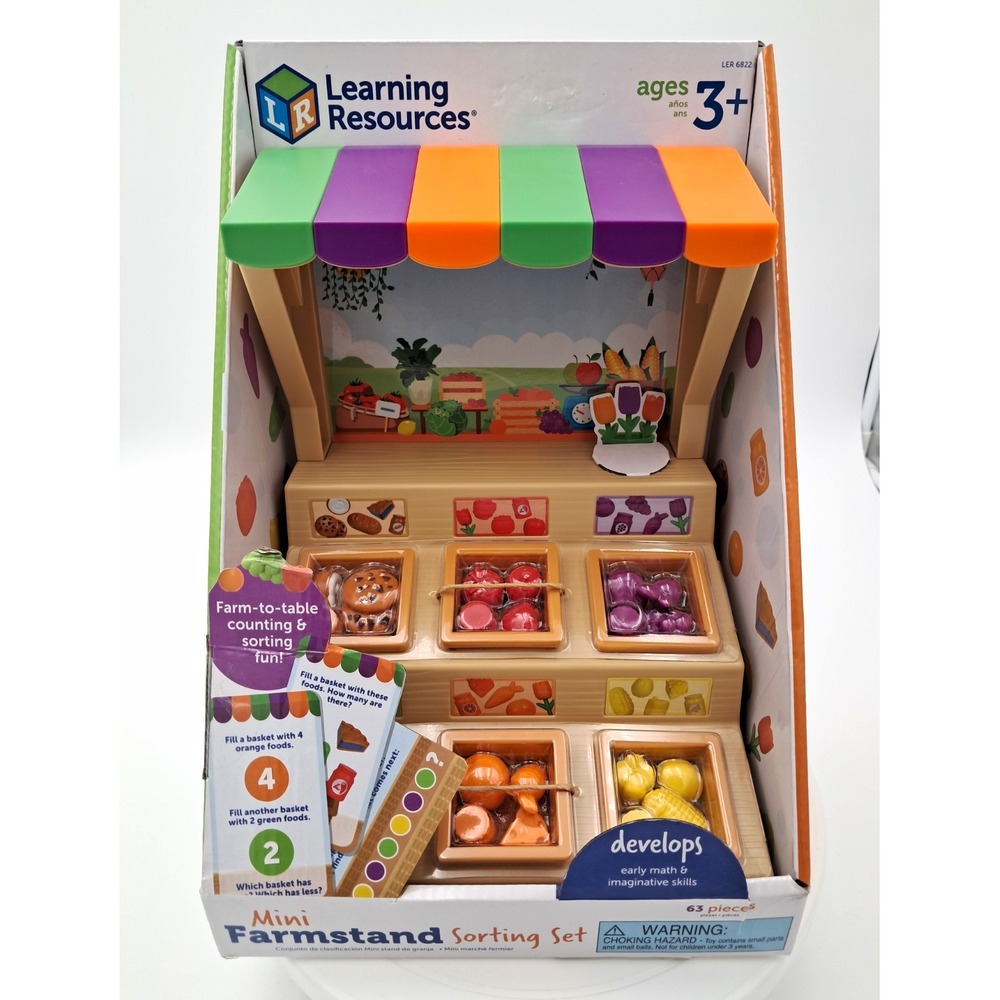 Learning Resources Mini Farmstand Sorting Set, 63 Pieces, Ages 3+, LER 6822